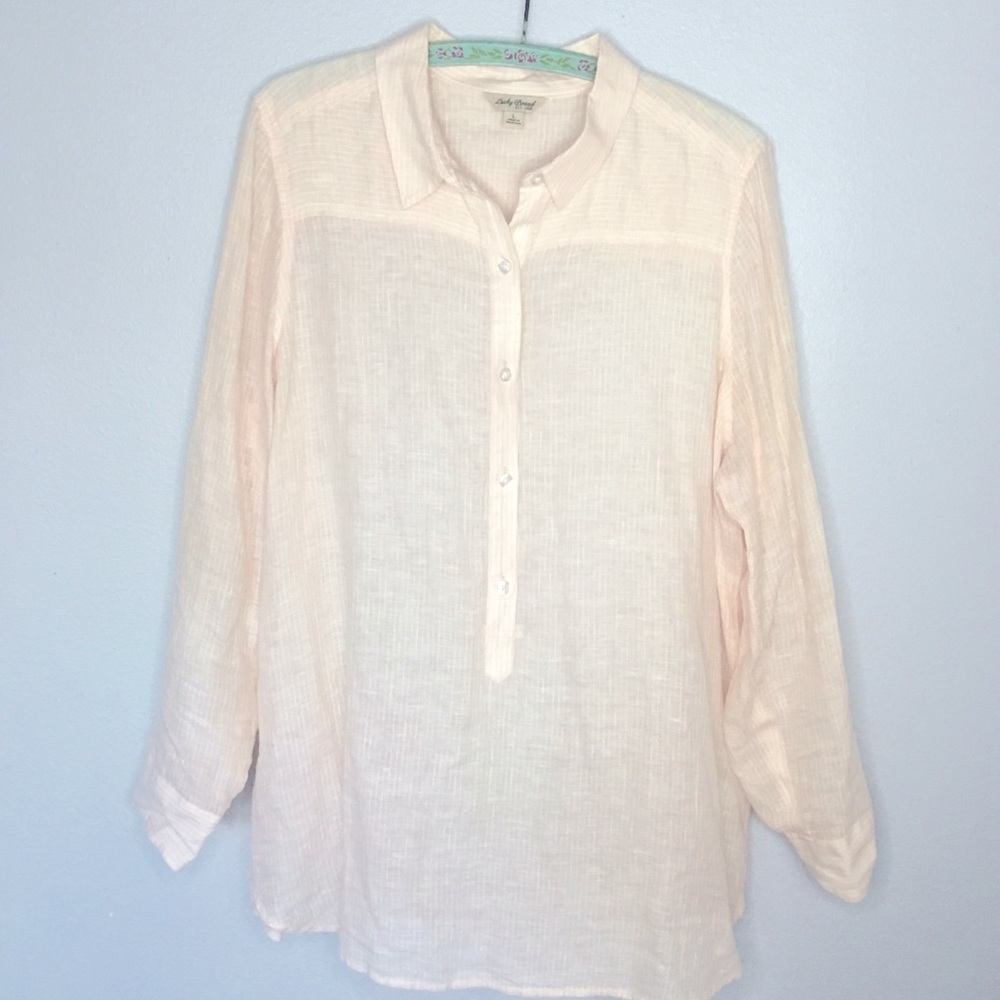 Lucky Brand Linen Stripe Blouse Size Large